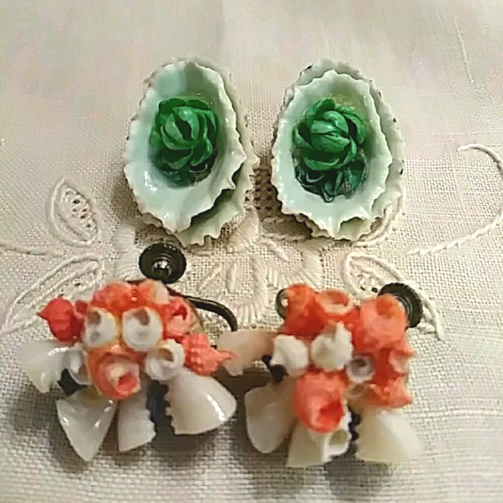 Vintage Crafted Seashell Earrings